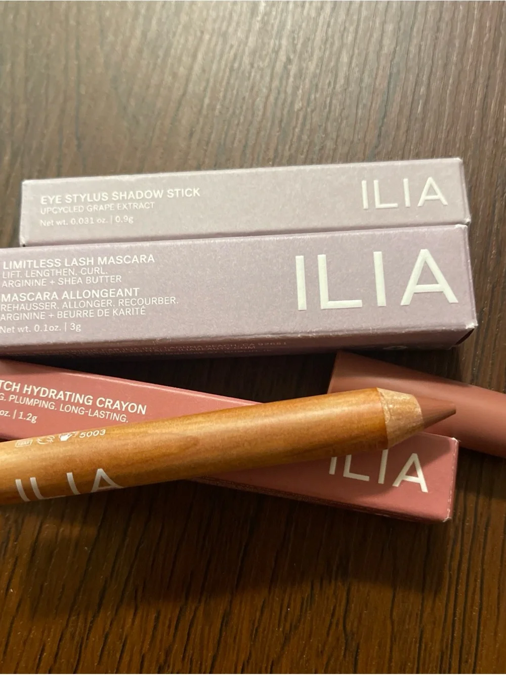 ILIA Lip Liner, Eyeshadow Stick & Mascara